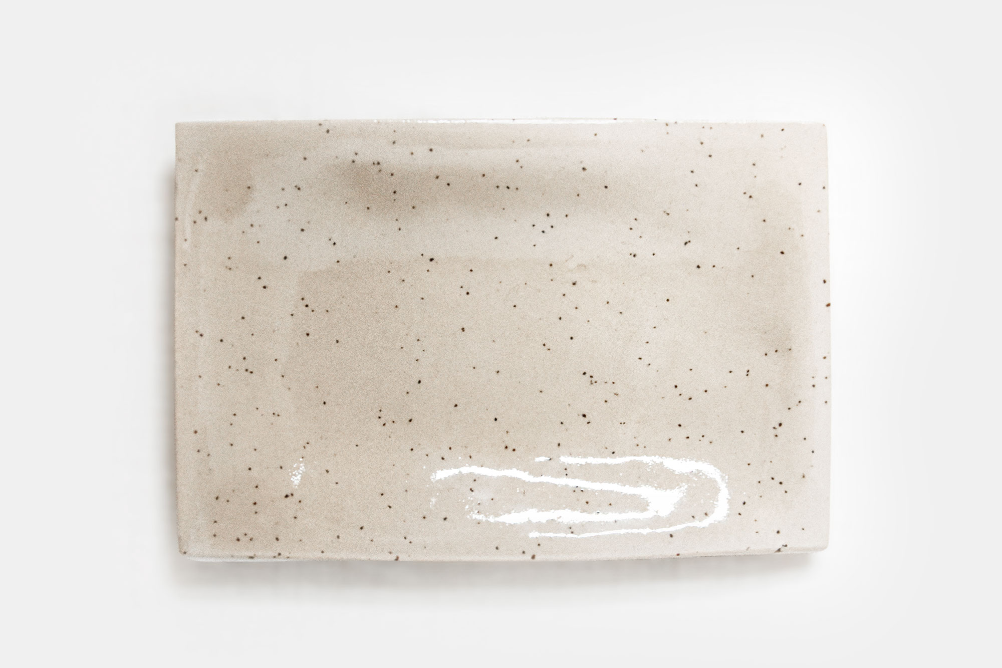 Speckled white stoneware plate